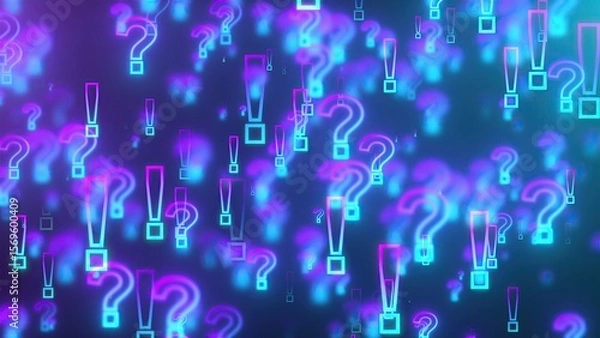 Fototapeta Glowing exclamation and question marks. Computer generated 3d render