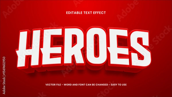 Fototapeta Red text effect  editable heroes 3d text effect