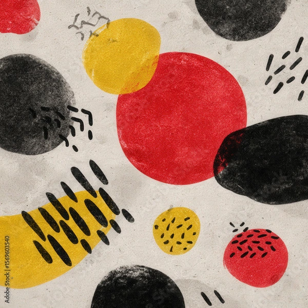 Fototapeta Hand-Drawn Memphis Inspired Pattern with Colorful Elements on a Light Background for Unique Design Projects
