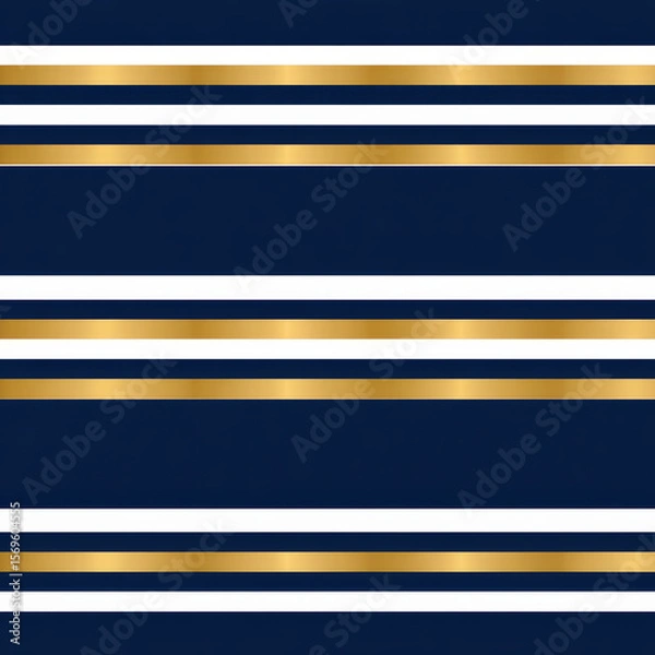 Fototapeta Elegant Seamless Pattern of Horizontal Stripes in Navy Blue with Gold Accents for Versatile Design Projects