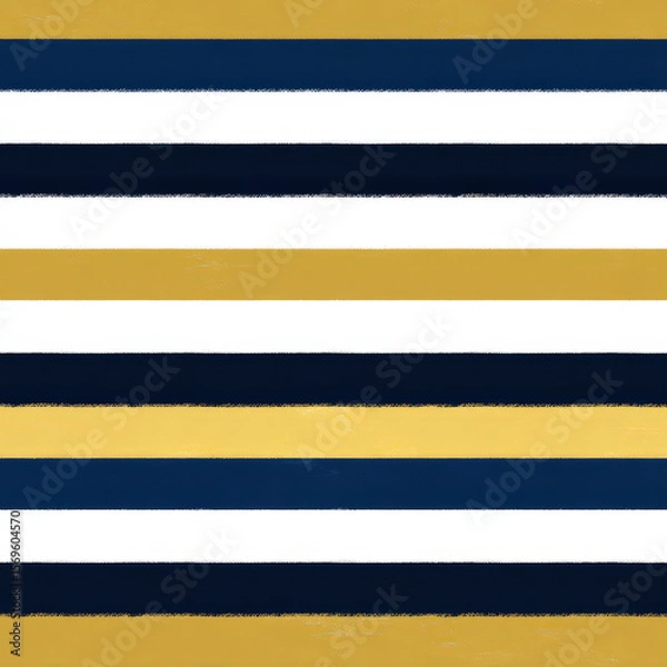 Fototapeta Clean Seamless Horizontal Stripe Pattern in Bright Yellow, Navy Blue, and White for Creative Design Use