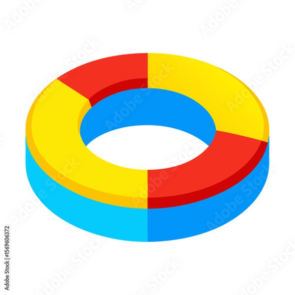 Obraz 3d inflatable swimming ring in red yellow and blue vector