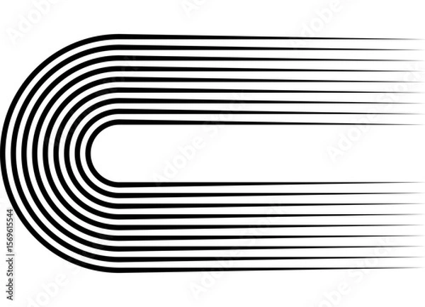 Fototapeta Vector pattern of black parallel lines on a white background in retro style. Decorative design element for advertising, packaging, sportswear. Sports vector background. Competition. Running track, 