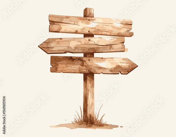 Obraz Wooden Directional Signpost – Vector Illustration