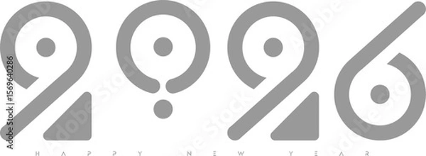 Fototapeta 2026 happy new year simple design with grey color and isolated in white, new design concept number of 2026 for  greeting card, cover, poster, calendar, etc 