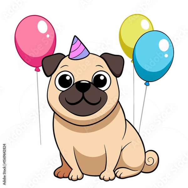 Obraz dog with balloons