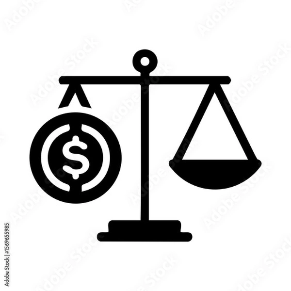 Fototapeta Money Balance Icon with Dollar and Scale Representing Financial Ethics and Value Judgment