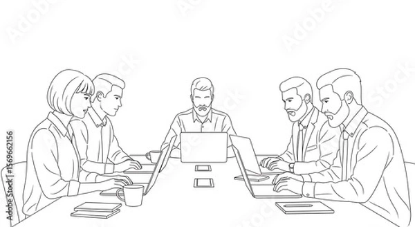 Fototapeta Teamwork Collaboration Business Professionals Working Together on Laptops