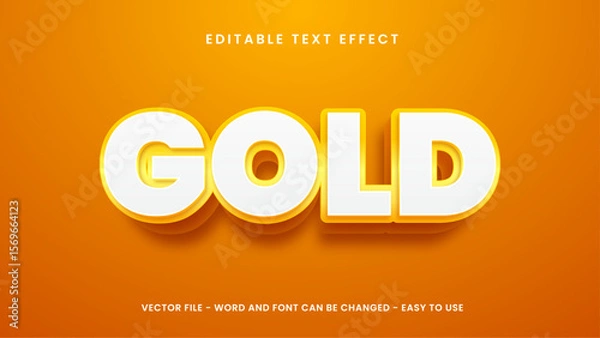 Fototapeta Editable text effect with gold 3D style