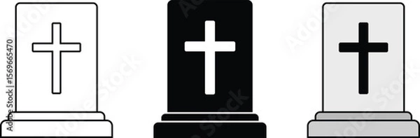 Fototapeta Tombstone icon. Rip grave icon. Gravestone icon. . Minimalist grave symbol for Halloween designs, horror themes, cemetery graphics, spooky decorations, funeral or memorial design projects