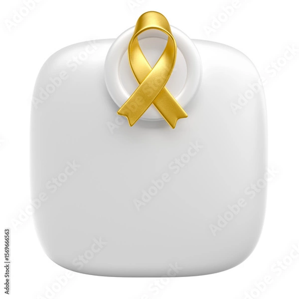 Fototapeta Golden Awareness Ribbon Icon in 3D Render with transparent background