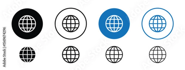Fototapeta Set of pixel perfect colored Globe icon, 1 Silhouette, 1 unexpanded, Globe icon symbolizing worldwide reach or global business.