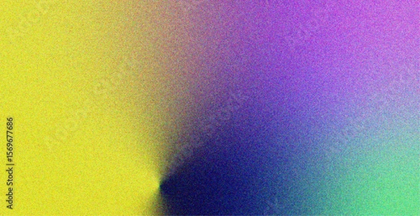 Obraz Abstract grainy gradient background featuring a vivid color transition from yellow to dark blue, purple, and green.