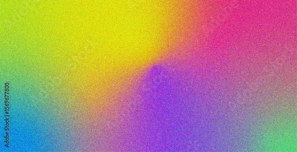 Obraz Abstract grainy gradient background with vibrant yellow, pink, purple, and green tones. The colorful noise texture creates a retro digital look, perfect for web design, posters, mobile apps, and creat