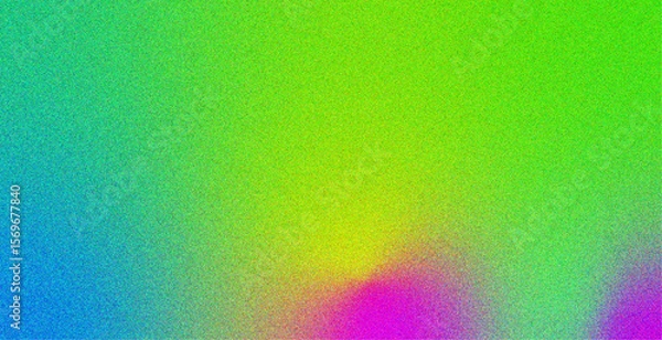 Obraz Abstract grainy gradient background featuring a vivid blend of green, yellow, blue, and pink. The textured noise effect gives a retro, digital art vibe ideal for creative designs, posters, mobile UI, 