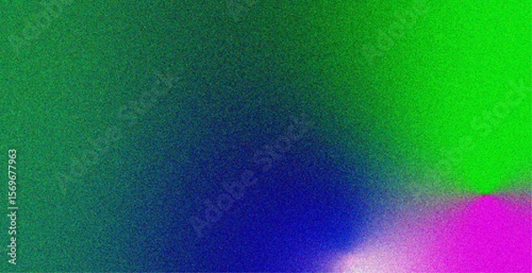 Obraz Abstract grainy gradient background with smooth transitions between green, blue, purple, and pink hues. The noise texture.
