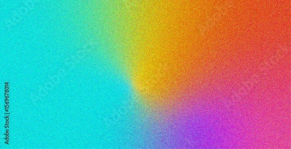 Obraz Bright multicolor abstract gradient background blending cyan, orange, pink, yellow, and violet hues with a subtle grainy texture. Perfect for digital art, posters, album covers, UI/UX designs.