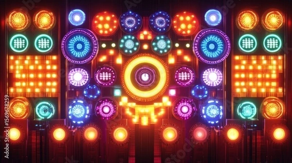 Fototapeta Futuristic Technological Display with Intricate Lighting and Circuitry