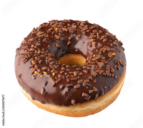 Obraz Delicious chocolate donut with sprinkles perfect for dessert or a sweet treat snack