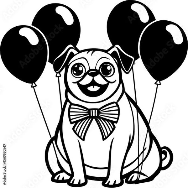 Obraz dog with balloons