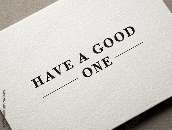 Fototapeta Positive greeting action with a white card business setting graphic design minimalist environment close-up view inspirational concept