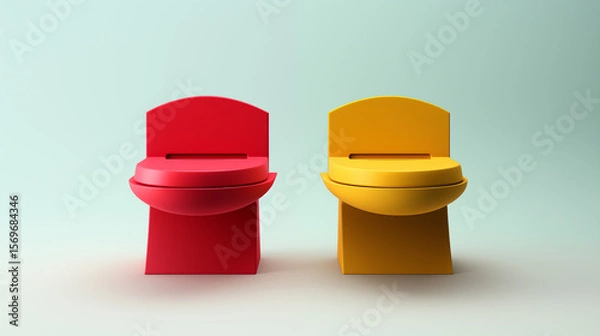 Fototapeta Toilet icons for male and female with minimal design on white background