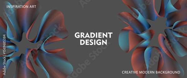 Obraz Abstract gradient vector background with colorful line waves. Modern vector background cover templates with 3D effects in motion. Artistic design for cover, flyer, banner, social media, music, ads.