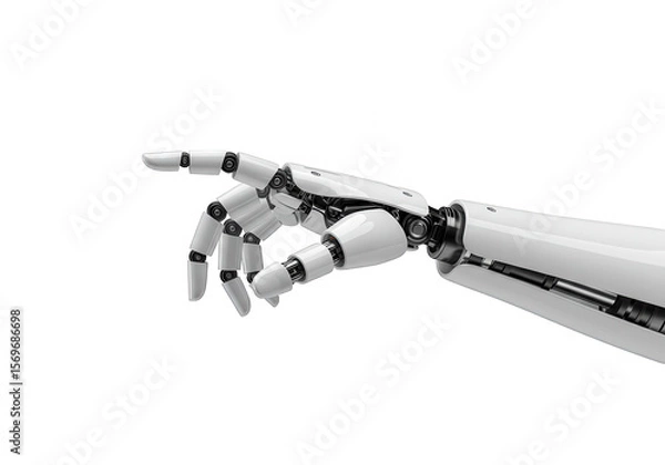 Fototapeta A robotic hand pointing isolated on transparent background