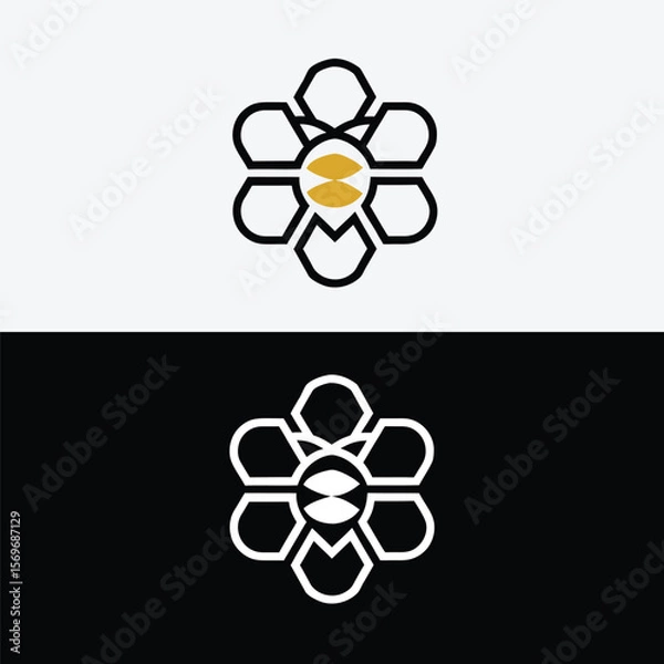 Fototapeta Abstract flower design with geometric shapes isolated on white background