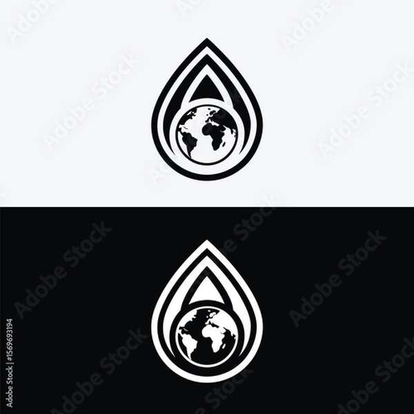 Fototapeta A water drop containing the earth isolated on white background represents global water conservation efforts