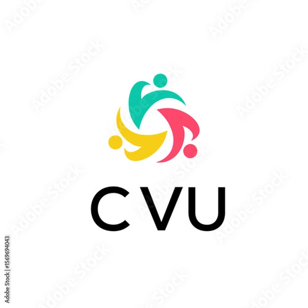 Fototapeta Letter CVU creative logo design vector