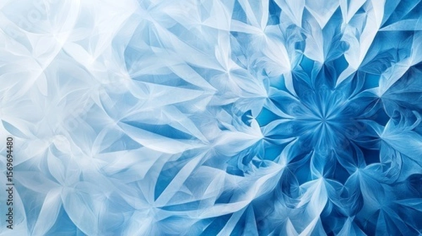 Fototapeta Intricate ice blue fractal art pattern evoking winter's delicate beauty