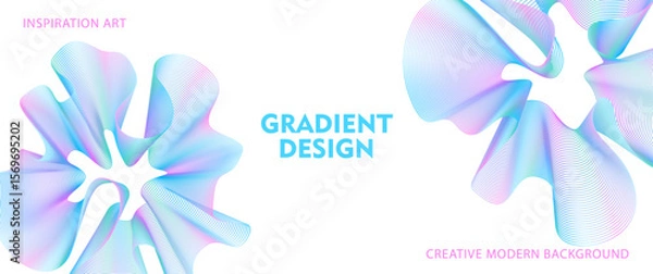 Obraz Abstract gradient vector background with colorful line waves. Modern vector background cover templates with 3D effects in motion. Artistic design for cover, flyer, banner, social media, music, ads.