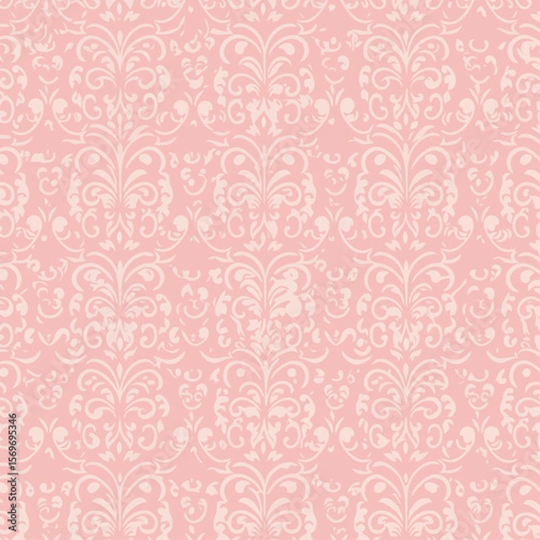 Fototapeta Light Pink Damask Seamless Pattern Elegant Floral Background