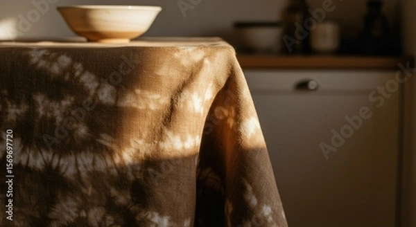 Fototapeta Minimalist Brown Tie Dye Fabric Background.