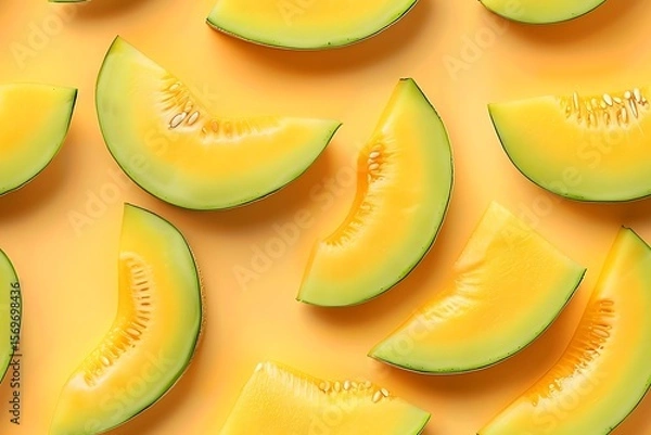 Fototapeta Yellow Melon Slices Pattern.