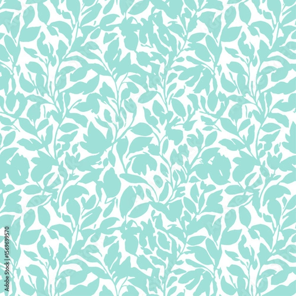 Obraz Watercolor Teal Leaves Pattern Seamless Foliage Design