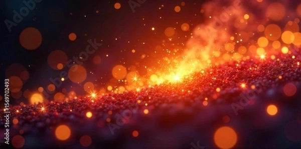 Fototapeta Fiery Glittering Sparkles A Magical Surreal Background of Transient Beauty