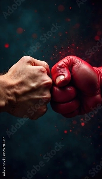 Fototapeta Powerful Fists Colliding A Close-Up Image of Intense Struggle and Unwavering Strength