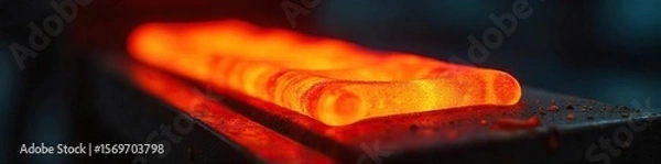 Fototapeta Intense Glowing Heating Element Close-up of Vibrant Orange Thermal Energy Radiation, Ideal for Industrial and Scientific Applications