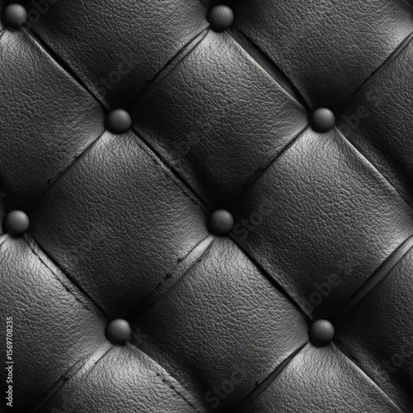 Obraz seamless texture discover detailed of retro chesterfield style furniture showcasing checkered gray leather surface with diamond pattern and prominent decorative buttons, ideal for backgrounds