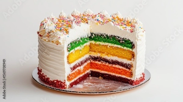 Fototapeta photo of the large rainbow cake