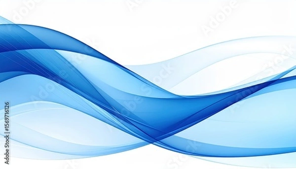 Fototapeta Abstract blue and white wavy lines create a smooth, modern background with a clean and dynamic design.