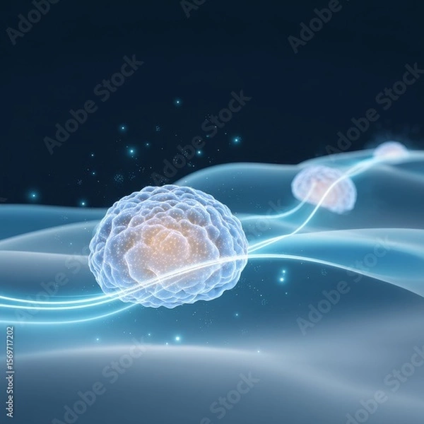 Fototapeta Biotech visualization of immune cells in transparent ui laboratory environment scientific concept digital art