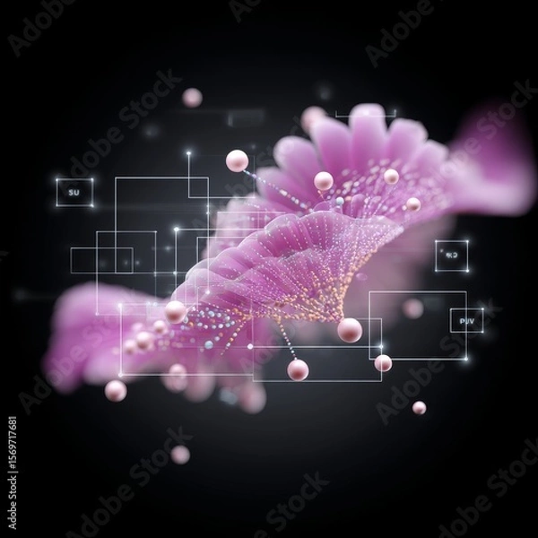 Fototapeta Exploring biodigital interfaces with organic visualizations in futuristic environments for scientific innovations