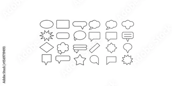 Obraz Print  Set of vector speech bubble labels. Retro color special offer design elements, chat emblem, black callout