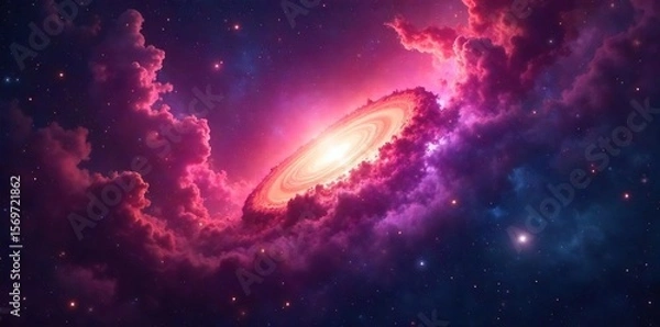 Fototapeta Majestic Milky Way Nebula Swirling Gas and Dust in Vibrant Hues, a Celestial Masterpiece for Astronomy, Space Exploration, and Cosmic Art