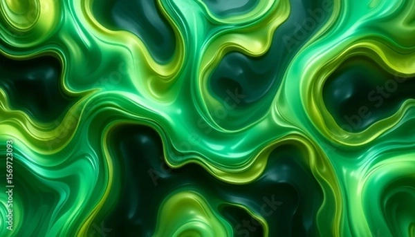 Fototapeta Emerald Vortex - Hypnotic Swirls of Liquid Chroma AI-Generated