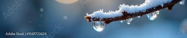Fototapeta Frozen Tear on Icy Branch A Poignant Winter Wonderland Scene of Natures Resilience and Fragility