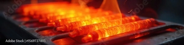 Fototapeta Glowing Heating Element Close-up Radiating Warmth and Energy Efficiency